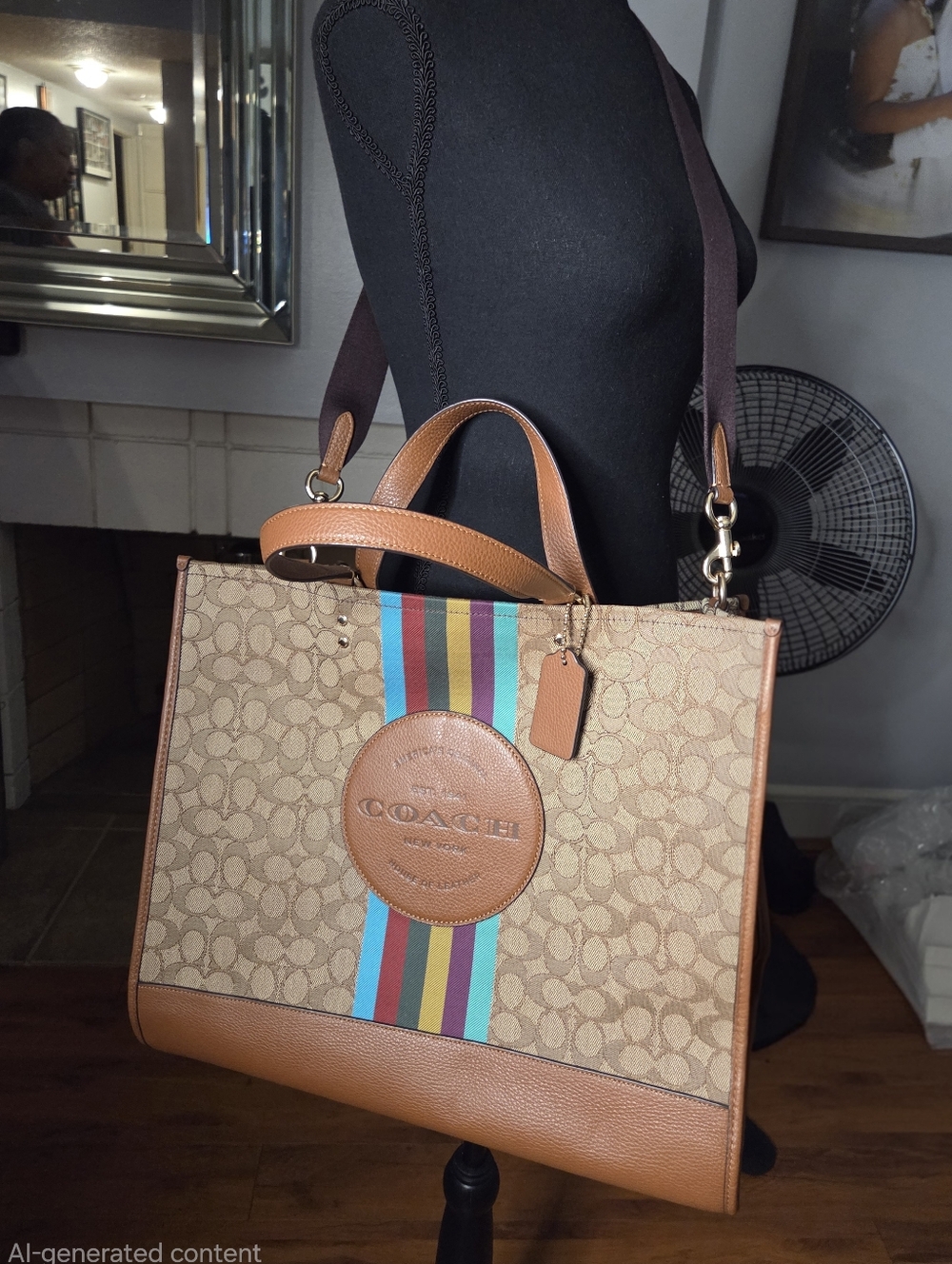 Coach Dempsey Tote Bag 40 in Signature Jacquard With Stripe And Coach Patch - Picture 2 of 8